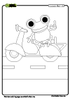 Coloring Page Frog Motorbike